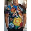 3D Print Men's Galaxy Planet Cosmos Pattern T Shirt Summer Crew Neck Short Sleeve T-Shirt Clothes Tshirts