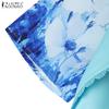 ZANZEA Women Summer Round Neck Casual Short Sleeve Print Dress Holiday