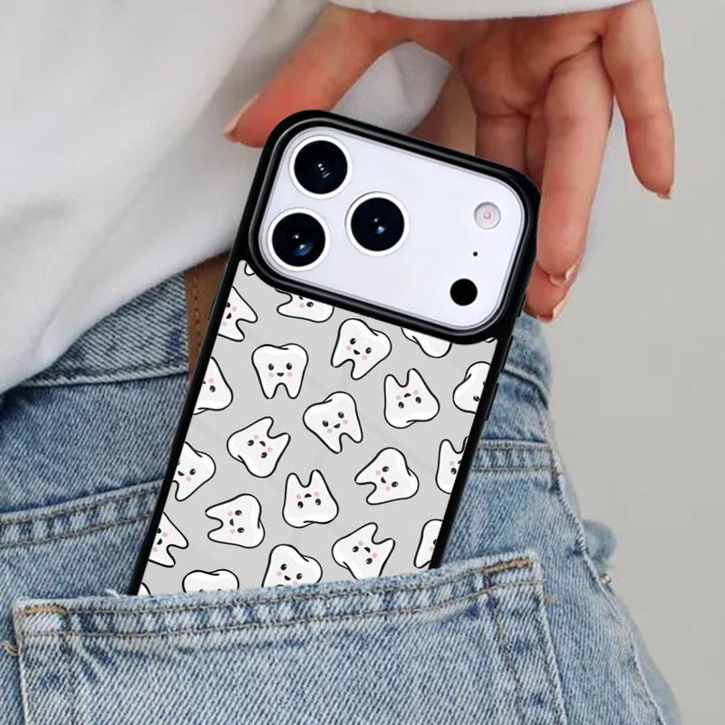 Dentist Tooth Pattern soft Phone Case for iPhone 16e 15 14 13 12 17 Pro Max Plus Air 17pro Cover Coque