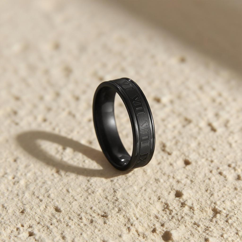 Kissmoon Trendy Classic Simple Stainless Steel Roman Digital Men Women Ring Cool Punk High Quality Jewelry Banquet Party Gifts