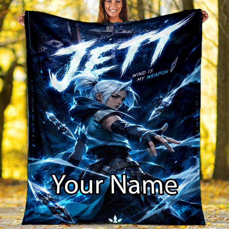 Custom Name Valorant Theme Printed Blanket - Perfect for Couch, Bed, Travel & Outdoor Use | Machine Washable, Cozy & Durable.