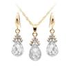 Vintage lágrima Rhinestone mujeres joyería conjunto collar gancho pendientes colgantes