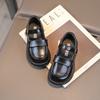 Genuine Leather Girls' Shoes Black Small Leather Shoes 2025 Spring and Autumn New Children's British Princess Shoes Soft-soled Baby Performance Shoes