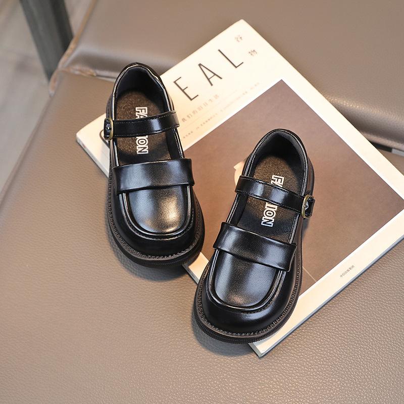Genuine Leather Girls' Shoes Black Small Leather Shoes 2025 Spring and Autumn New Children's British Princess Shoes Soft-soled Baby Performance Shoes