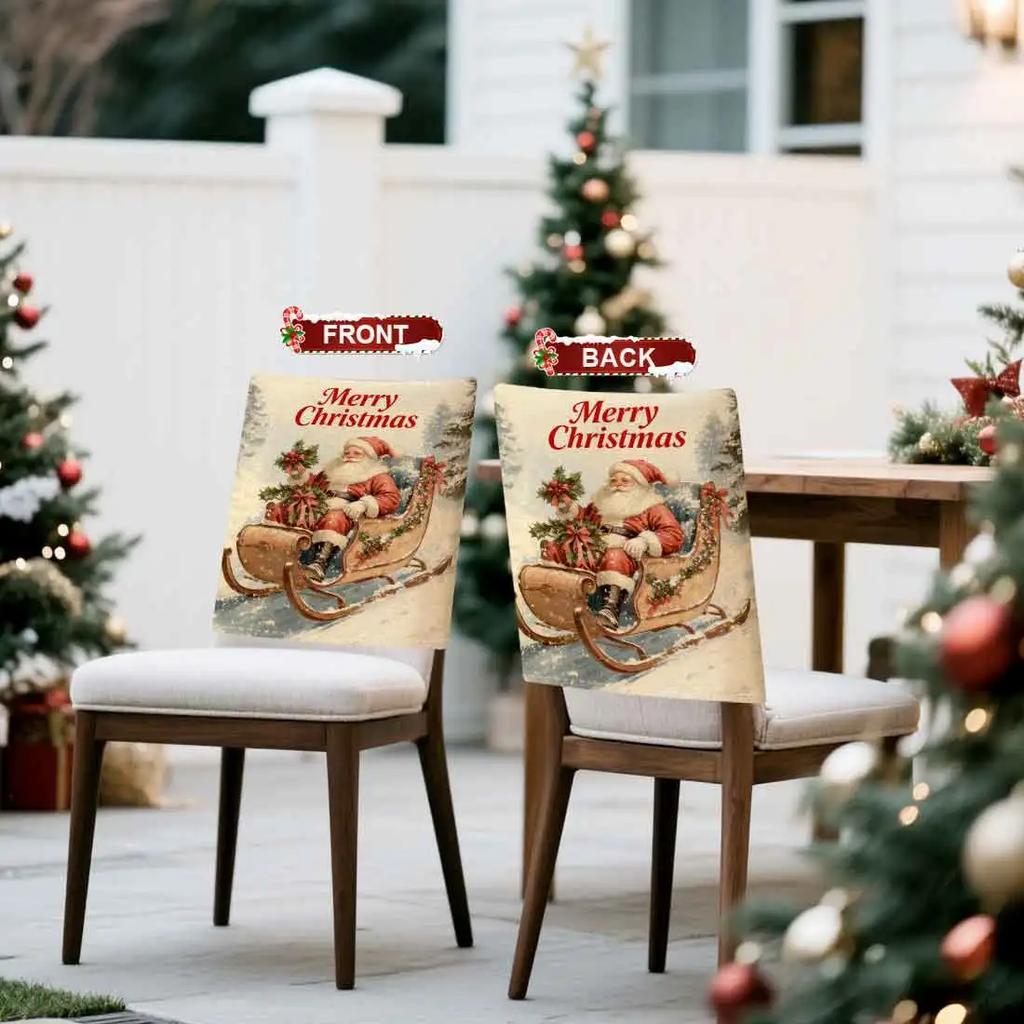2/4/12pcs/set Merry Christmas Santa Claus Chair Cover Table Decoration Dining Seat Chair Covers Dining Room Bar Party Banquate
