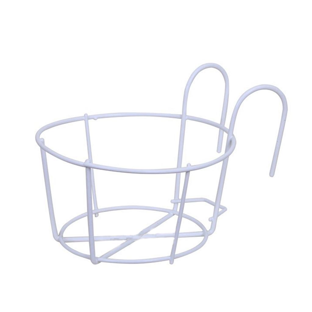 (1 Piece) (White Iron Frame 15cm) Round Balcony Railing Hanging Rack, Garden Iron Frame, Wall Mounted Flower Pot,