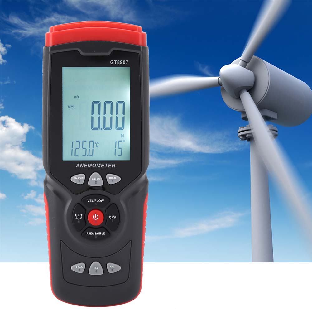 GT8907 Precise Digital USB Anemometer Multifunction Wind Speed Temperature Air Flow Tester