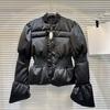Winter Fashion Women's Thread Waist Design Warm Jacket Casual Solid Color Zipper Padded Coat