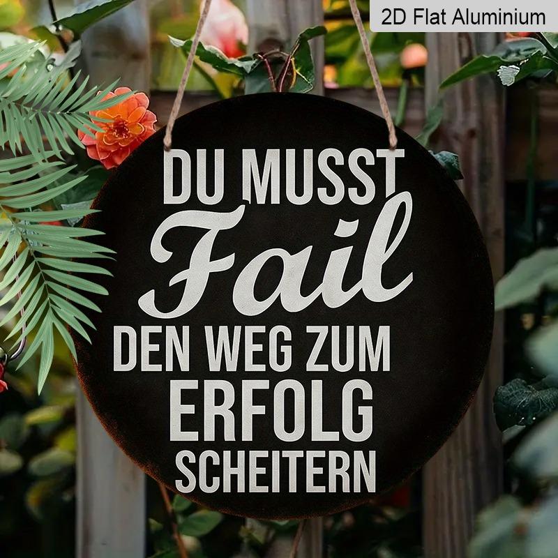2D Flat Retro Aluminum Wall Decorations in Various Sizes. The German Inspirational Theme "Failure Is An Inevitable Step on The Road To Success