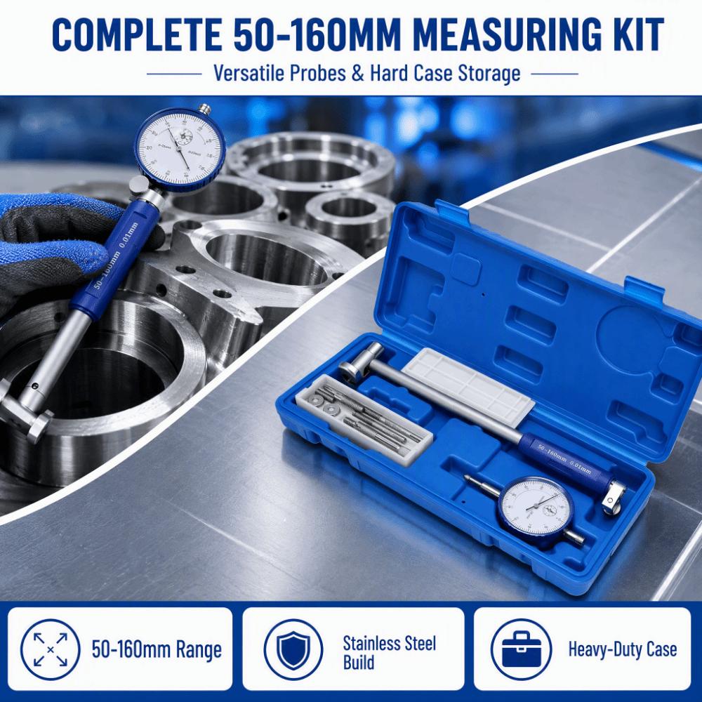 1 set Stainless Steel Dial Bore Gauge Silver Precision Inner Diameter Indicator Automotive Repair