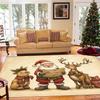 2D Flat Christmas Rug, Santa Reindeer Gift Pattern Mat, All‑Season Home Decor for Patio Garden Bedroom Living Room Indoor