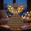 Decorative Angel Statue Wooden Christmas Advent Calendar with 24 Storage Drawers, Countdown Theme Holiday Decoration to Tabletop for Winter