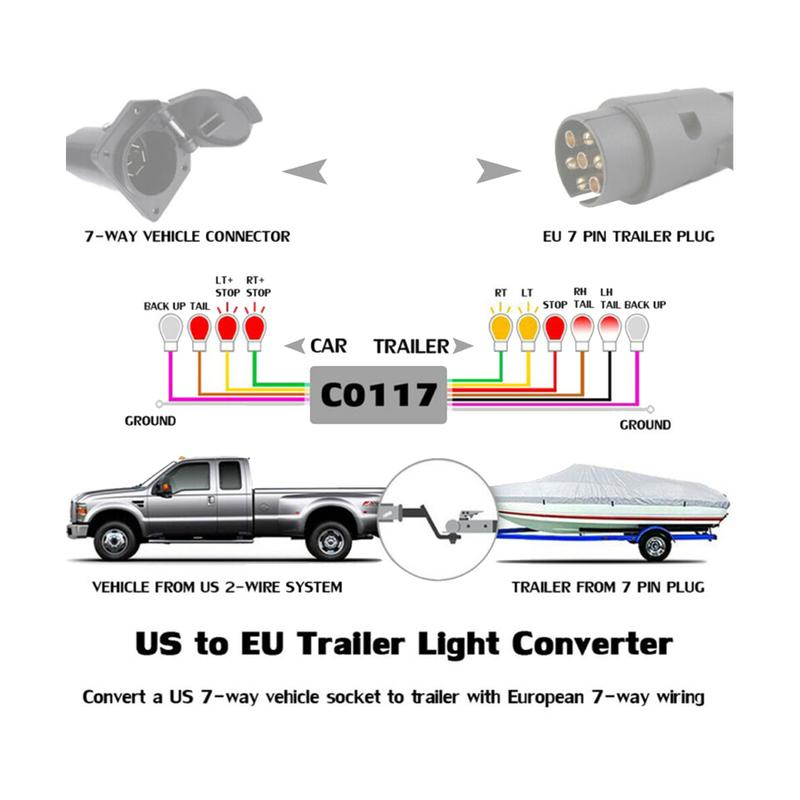 Trailer Light Connector  to EU 7-Way Socket Plug Adapter Vehicle Linker Trailer Connector Towbar Towing Plug Adapter