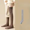 Thick and Warm Padded Women's Long Knee Socks with Woolen Cuffs for Autumn and Winter. Knee-length Over-the-knee Socks for Warmth.