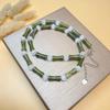 S925 Silver Bamboo-Style Necklace with Natural Olive Jade & Cat's Eye Beads: New Chinese Style for Men & Women