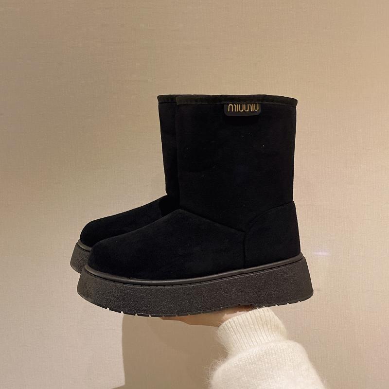 Fashion Boots Snow Warm Ankle Chelsea Snow Boots 2024 Winter Thick Sole Goth Shoes New Short Plush Walking Chaussure Women