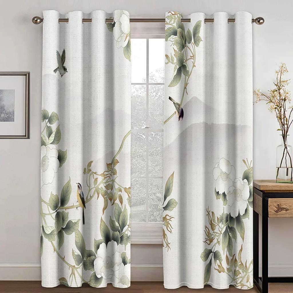 Chinese Troditional Culture Bird Flower Window Curtains In Kids Bedroom Living Room Hall Treatments Kitchen Decor Drapes Blinds