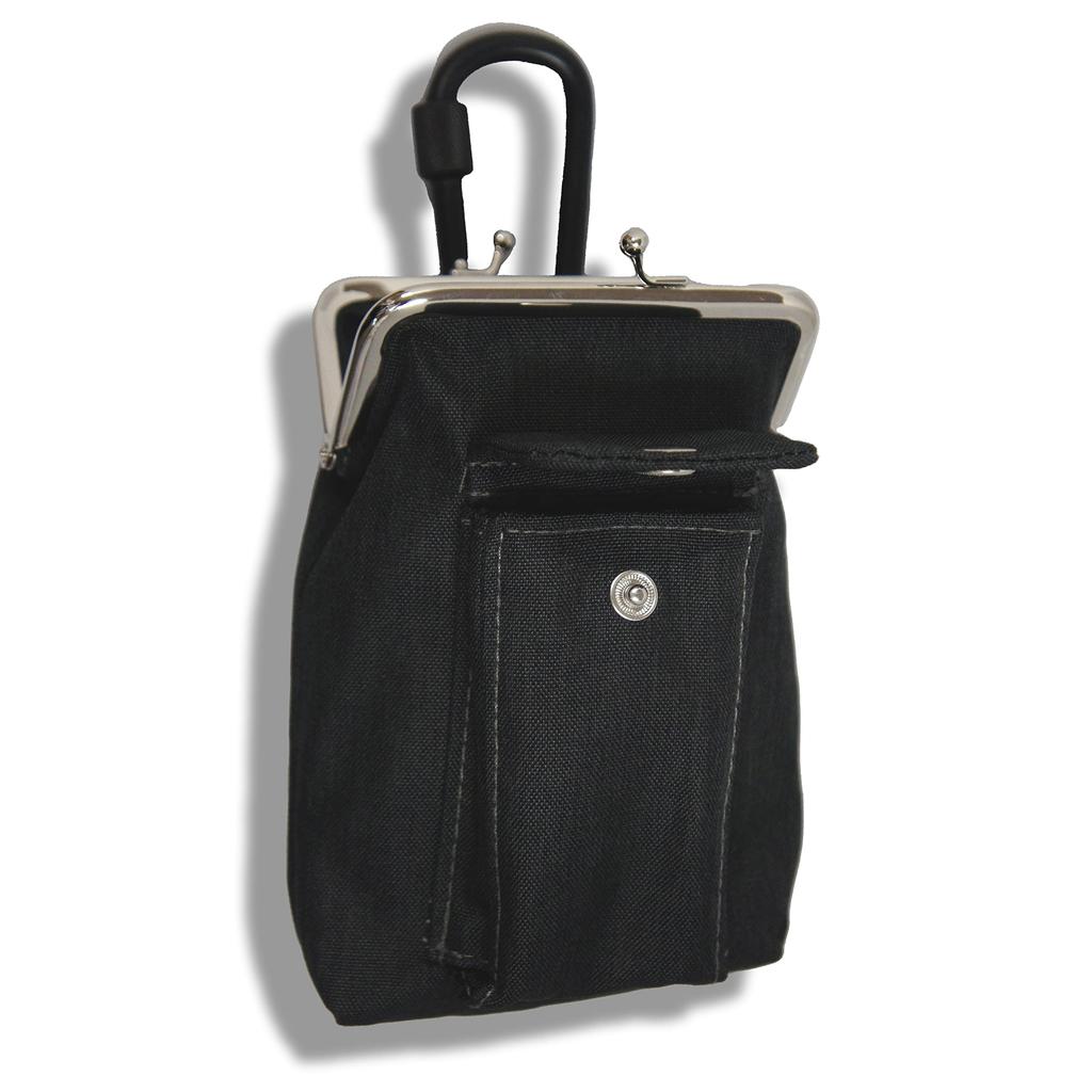 Kawasumi Manufacturing Multifunctional Work Attachment with Belt Loop and Black Pouch, 2-Way Carabiner, WK-11BK,