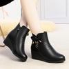 Women's Wedge Heel Fleece-Lined Short Boots for Autumn and Winter - Versatile and Warm for Seniors