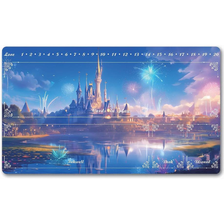Lorcana Playmats Compatible TCG MTG Gaming Mat Non-Slip Rubber with Zones Play Mat 24x14 Inches (dsy001)