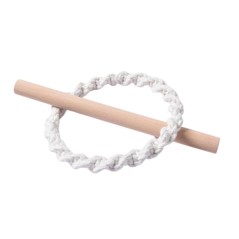 6Pcs Set Nordic Solid Wood Stick Thick Cotton Rope Simple Binding Rings Bedroom Living Room Decoration Curtain Buckles