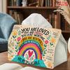 2D Flat 1pc, Tissue Box. Rainbow, Flower, Heart, Motivational Quote Patterned Tissue Dispenser Box, Reusable, Daily Desktop Tissue Storage Box, Suitab