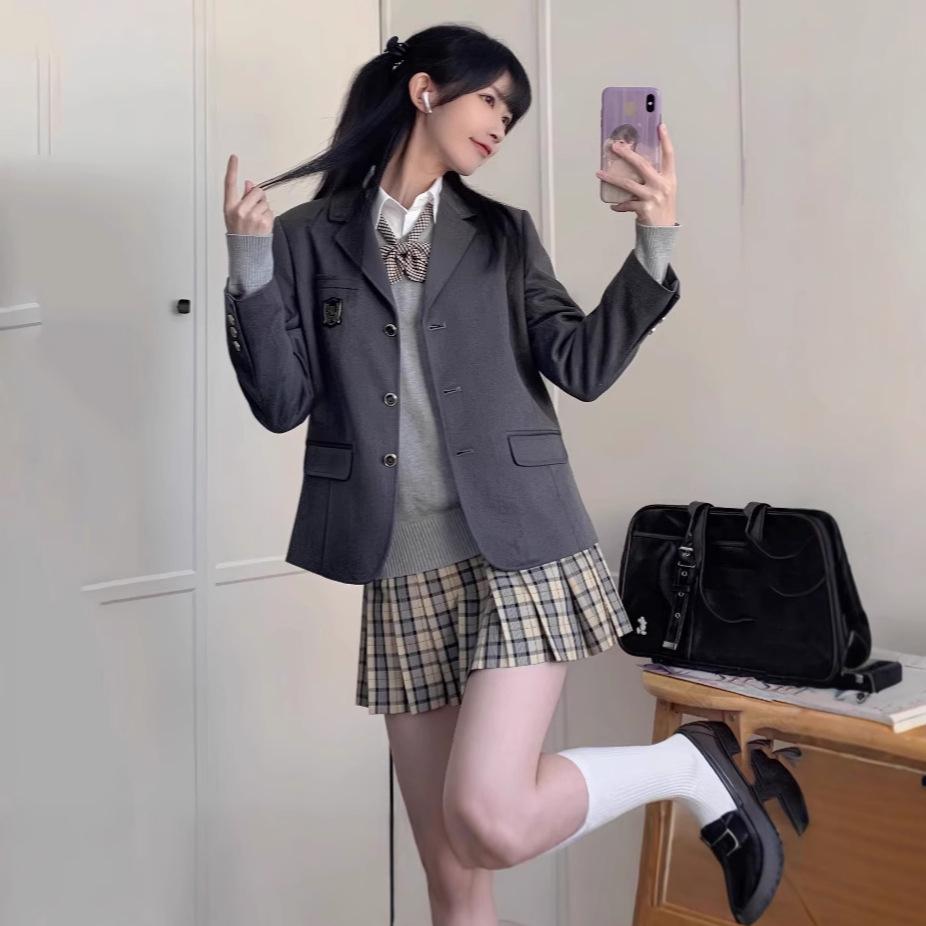 Japanese Academy Style High Waist Plaid Pleated Skirt - Flower Sea Collection