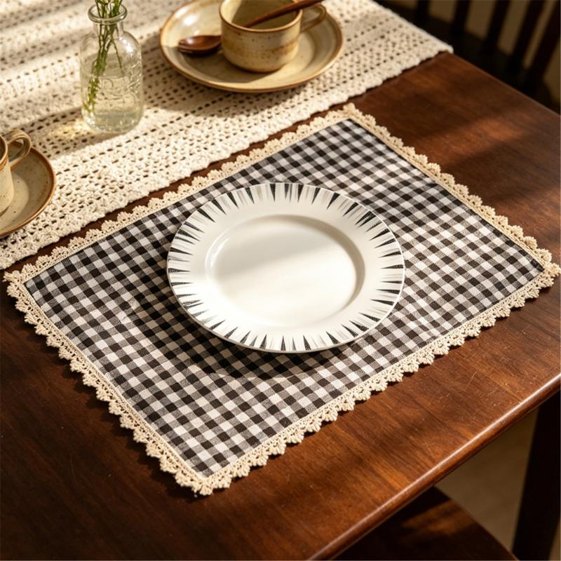 Tovaglietta Rettangolare da Pranzo, Tovaglietta da Tavola in Tessuto a Quadretti 30 X 40 Cm per Posizionamento Individuale dei Posti per i Pasti