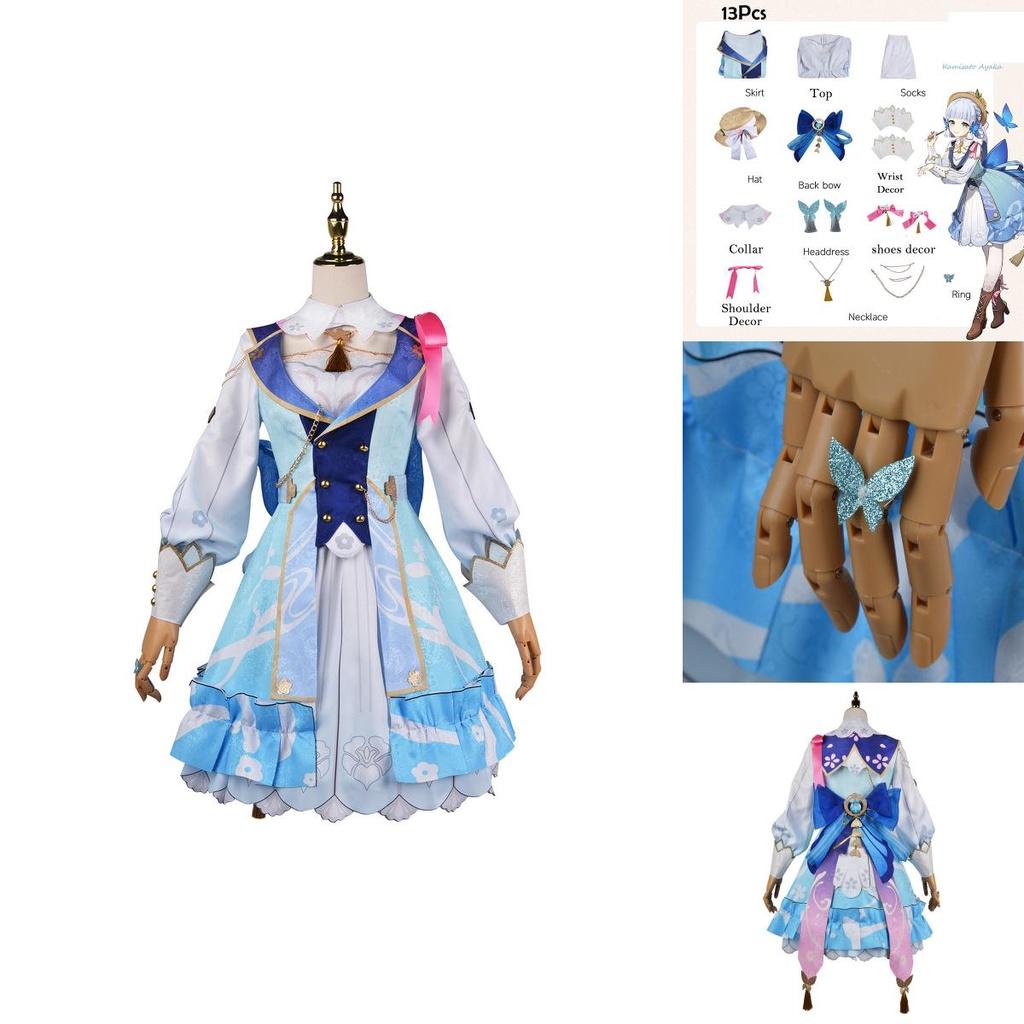 Halloween Carnival Party Costume Genshin Impact Kamisato Ayaka Cosplay Wig Dress