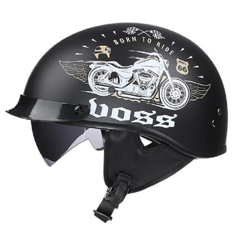Retro Half Helmet Electric Bike Men Women All Season Sun Protection Detachable Lining