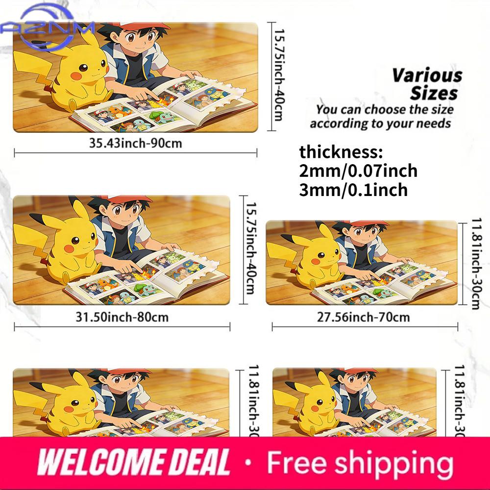 Pokemon Ash Pikachu Photo Album Gaming Mouse Pad NonSlip Desk Mat 40x80x0.2cm