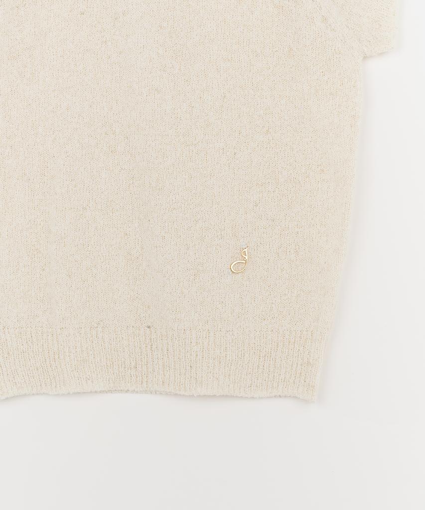 JBYRARA V-Boucle Short Sleeve Knit_Beige