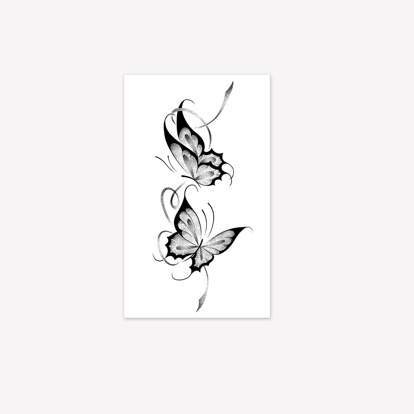 

Butterfly Tattoo Sticker Female Waterproof And Realistic National Style Line Flower Arm Collarbone Disposable Decorative Sticker 9*15CM