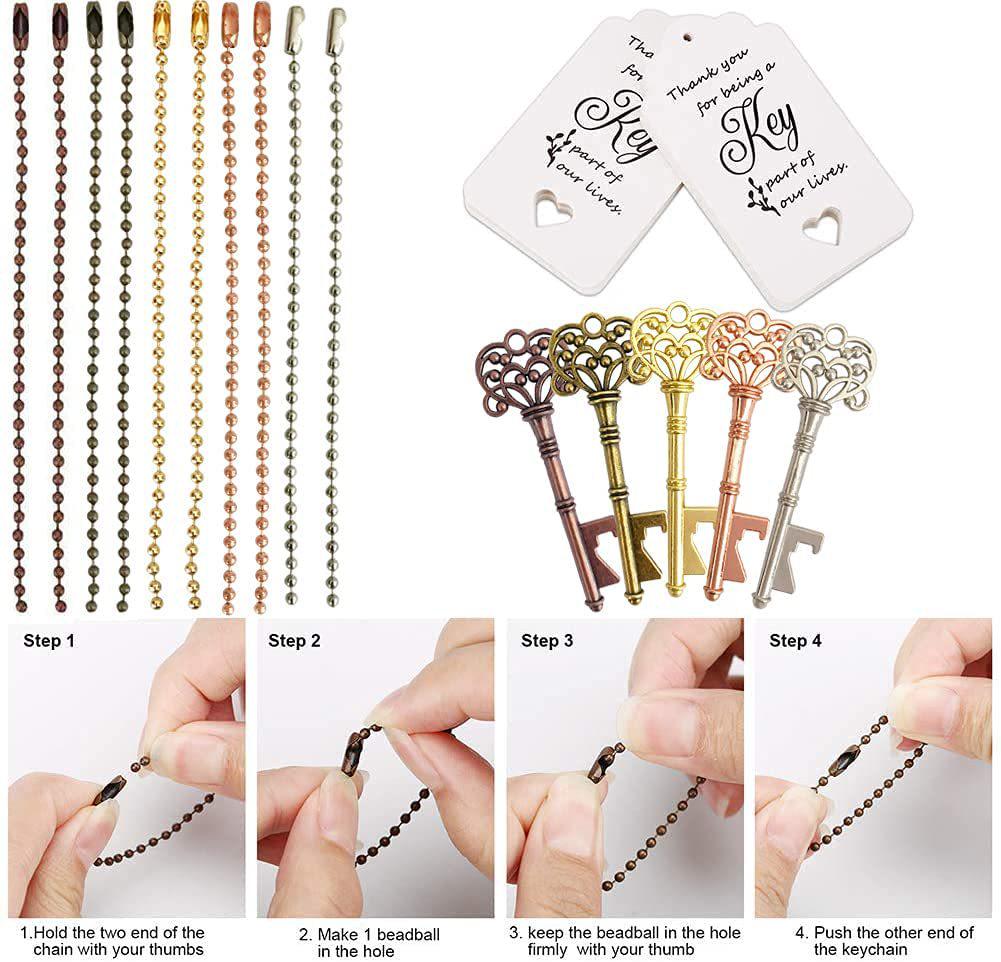 Vintage Key Style Bottle Opener, 50-Pack for Weddings & Parties