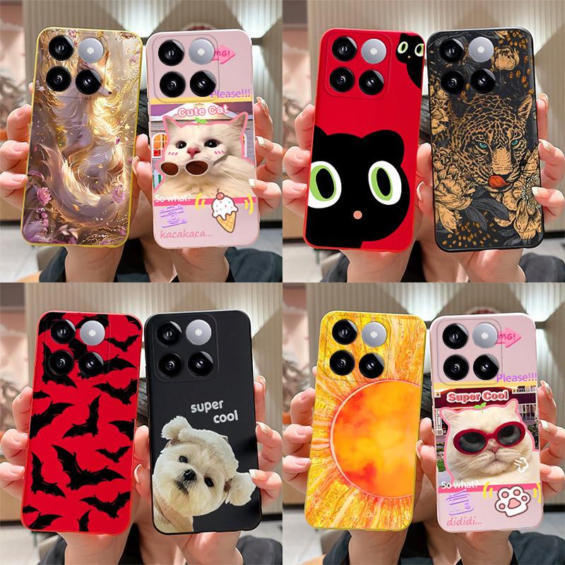 For Xiaomi Mi 14T Pro Case Cute Cartoon Cat Dog Fox Painted Cover Silicone Phone Case For Xiaomi 14T Pro 14TPro Mi14T Soft Funda