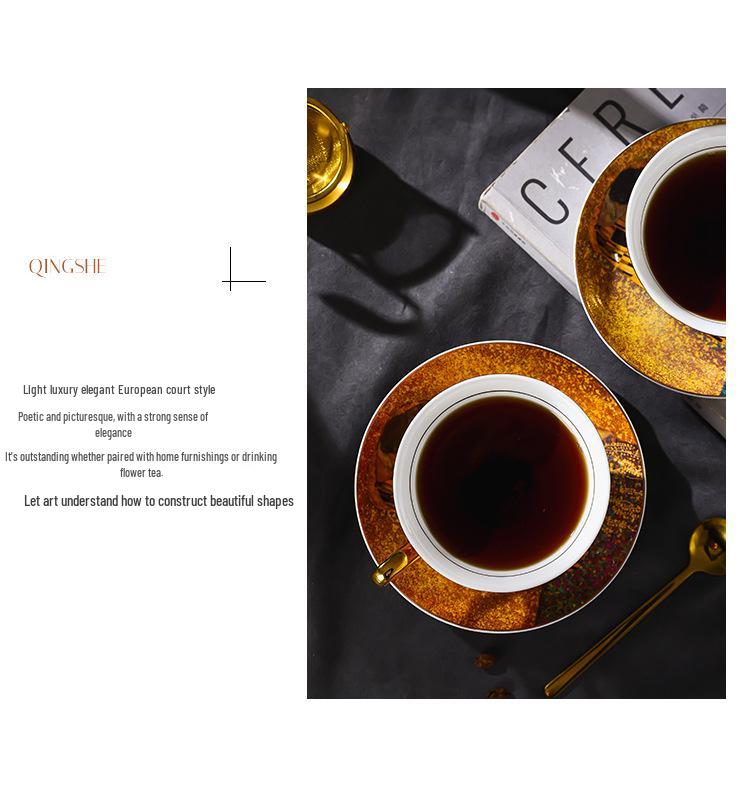 European Style Bone China Coffee & Tea Cup Set with Saucer - Retro English Afternoon Tea Gift Box