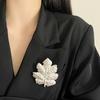 Vintage Long Leaf Pin French Style Metal Glossy Brooch Uniform Maple Leaf Brooch  Banquet