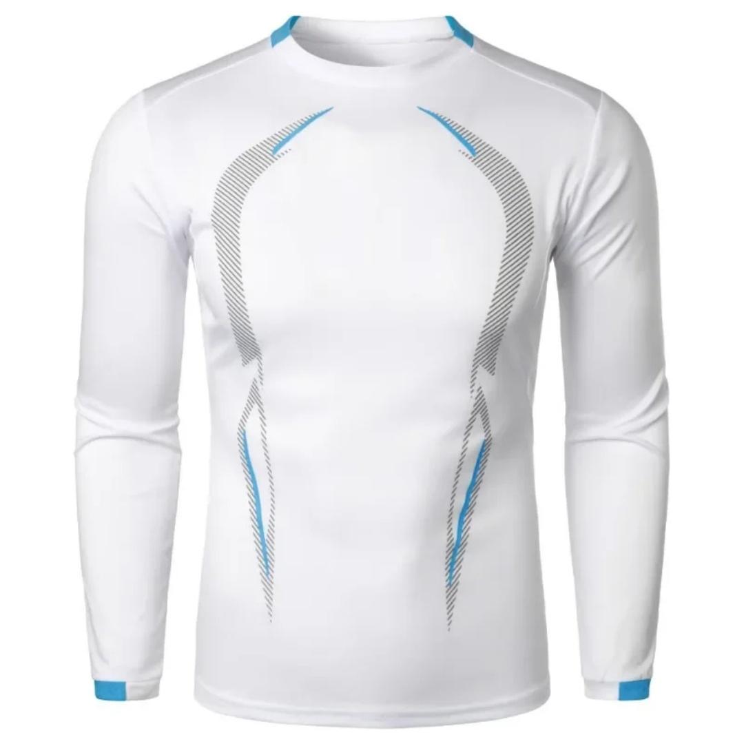 

Men T-shirt Long Sleeve Quick Dry Autumn Lightweight Breathable Streetwear Oversized Sports Fitness Outdoor Men T Shirt 2XL білий