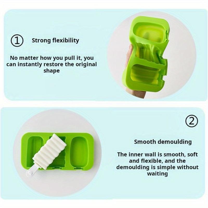2 Pack Ice Lolly Moulds , BPA Free Silicone, Reusable , Easy Release, Stackable Design with Removable Sticks , Covers for Homemade Ice Cream