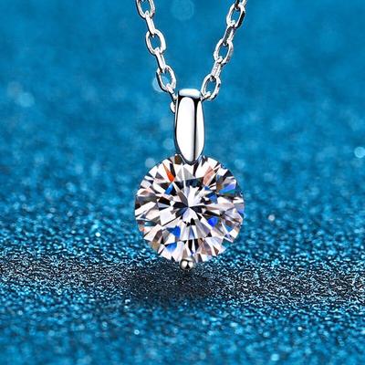 Colier Moissanite Argint Sterling 925 2ct Taie Rotunda Colier Cu pandantiv Solitaire Pentru Femei Bijuterii Cadou