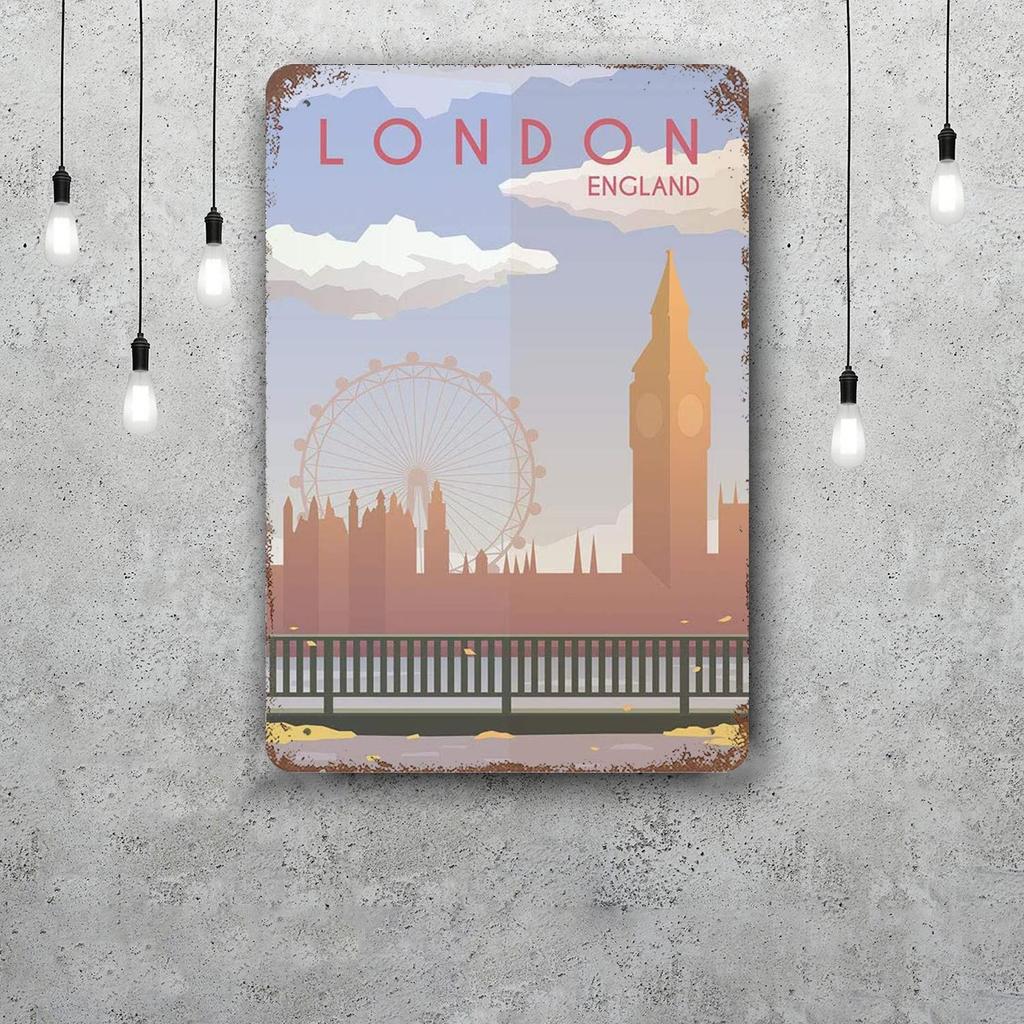 city Retro Vintage Tin Sign Poster Decorative Plaque Metal Plate Wall Decor