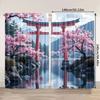 2pcs, 2D flat printing Party Window Curtains Sakura Torii Gate Japanese Art Blackout Polyester Birthday Party for aesthetic room
