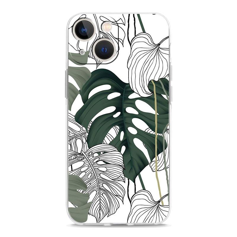 Phone Case For iPhone 17 Air Cases iPhone 16 15 12 13 14 Pro Max SE 7 8 Plus iPhone11 Clear Soft Cover Leaves Monstera Green