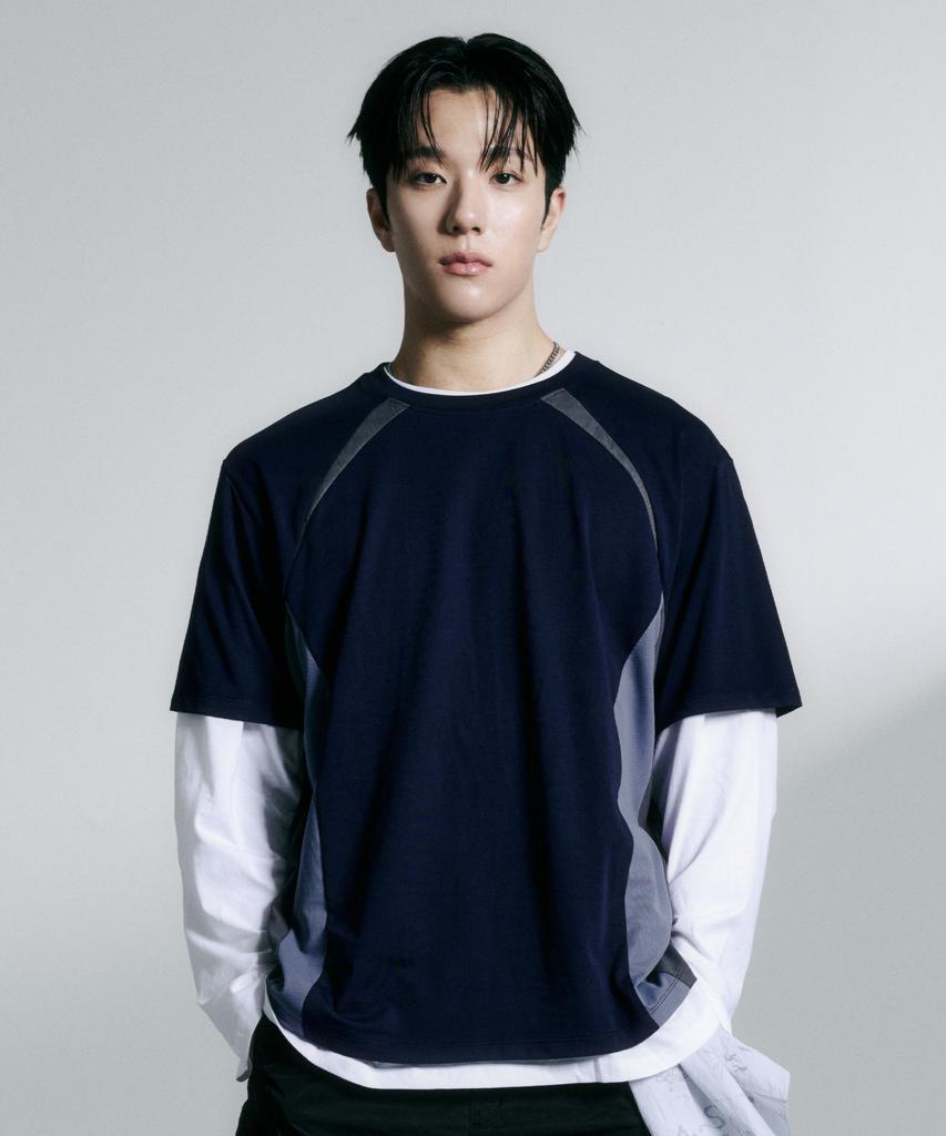 NODE LABS Dev:11 Texture Block Short Sleeve T-Shirt_Navy