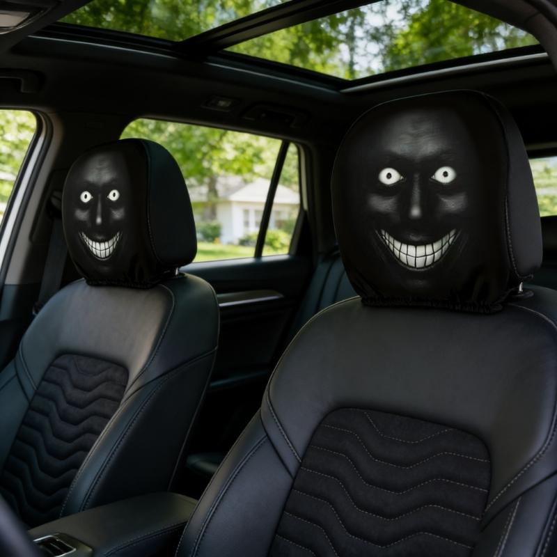 Halloween Themed Car Seat Headrest Covers Playful Design Easy To Install Protects Original Headrest From Dirt for Travel