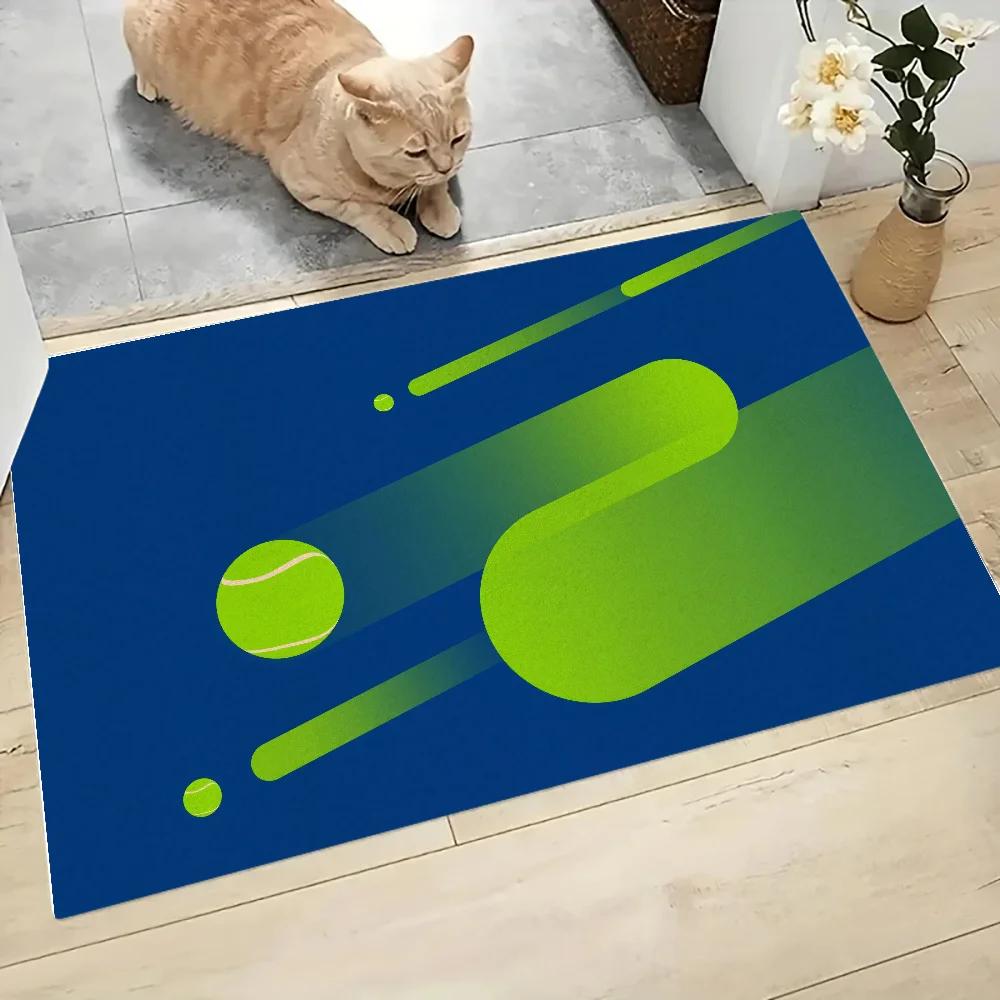 Tennisplatzbodenmatte: Grafisch Bedruckte Flanell-Fußmatte, Badezimmer Kücheneingang Teppich, Stilvolle Heimdekoration