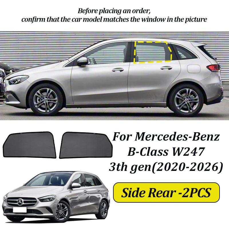 

LINNUNU Для Mercedes Benz B-Class B200 b180 W246 w247 2012- Магнітна Автомобільна Сонцезахисна Шторка на Лобове Скло Бічні Вікна Захист від УФ 3Th-Side Rear 2pcs