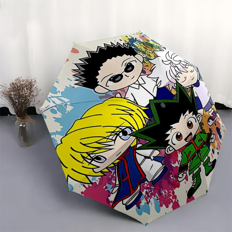 1pc Hunter x Hunter Chibi Characters Umbrella, Automatic Opening, Foldable Design, Iron Frame, Outdoor Use, Gift for Fans, Travel, Daily Use, Festival
