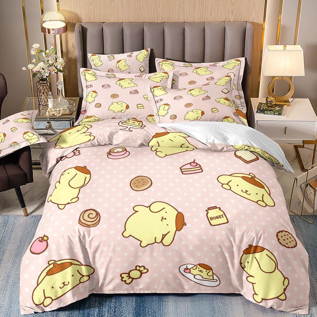 3D Digital Printing Cartoon Animation Children'S Bedding Pudding Dog Three-Piece Set