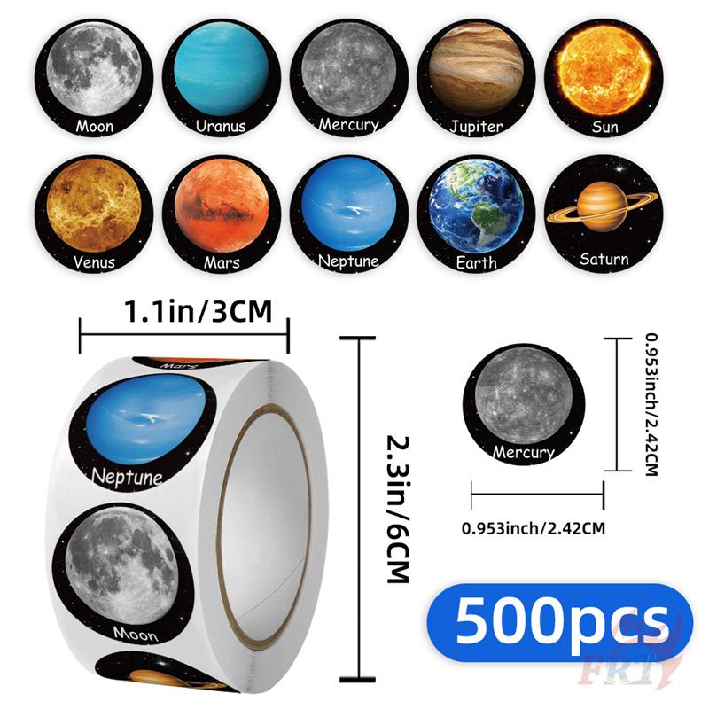 500Pcs/Roll Planets in The Universe Kids Rewards Stickers - DIY Scrapbooks Album Decor Sealing Label Decals